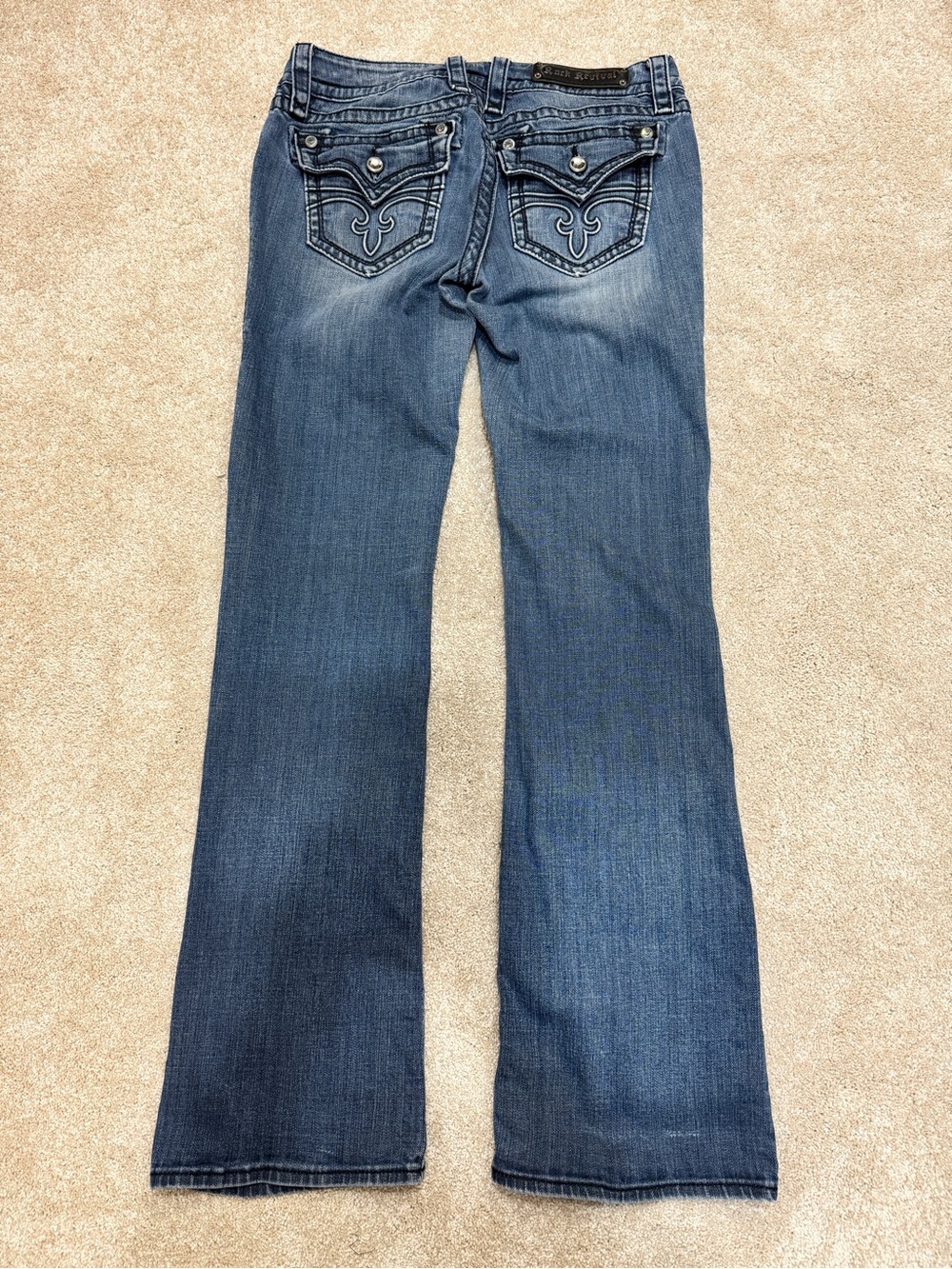 Rock Revival Celine Boot Cut Jeans Size 30 Crystal Flap Pockets